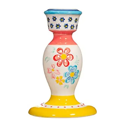 Folk Floral Candlestick Holder