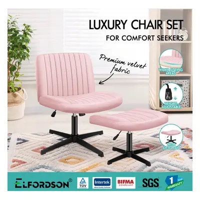 ELFORDSON Office Chair Computer Executive Seat Work Ottoman Velvet Pink