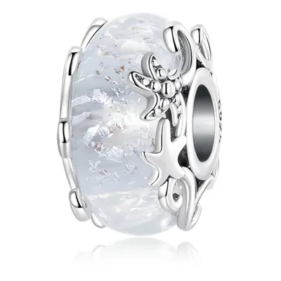 Star Fish Murano Glass Charm Bead Sea Life Genuine Sterling Silver Compatible With Pandora Brace