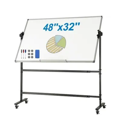 Vevor BB4832YCDLYDVRU6FV0 x in. Double-Sided Magnetic Mobile Rolling Whiteboard for Deg Reversib