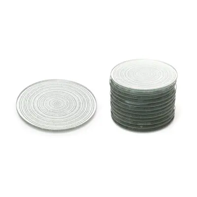 10cm Pack Of Twelve Silver Swirl Mirrored Glass Glitter Coaster | Piece Round Mirror Glass Displ