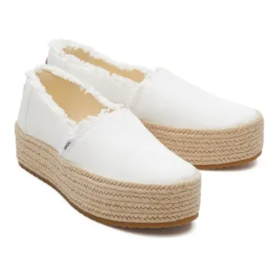 (White, (Adults')) TOMS Valencia 100% Cotton Women's White Espadrilles