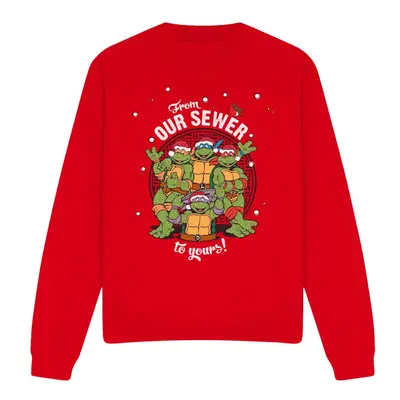 (S, Red) Teenage Mutant Ninja Turtles Unisex Adult Merry Christmas From Our Sewer Sweatshirt