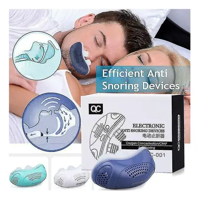 (blue) Micro Electric Cpap Noise Anti Snoring Device Sleep Aid Stopper Apnea Stop Snore