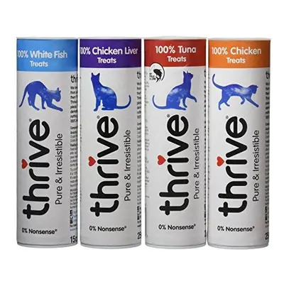 Thrive Cat Treats - Assorted Chicken, White Fish, Tuna & Chicken Liver,(Pack of 4)