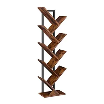 HOOBRO Tree Bookshelf Tall, 9-Tier Floor Standing Book Shelf, Tall Bookcase with Wooden Shelves 