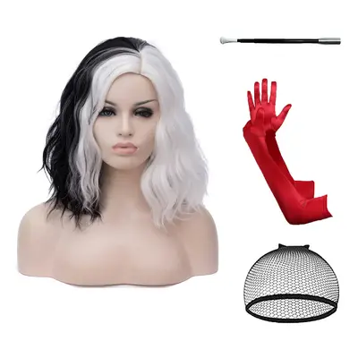 BUFASHION 14"" Women Short White Kinky Straight Cosplay Synthetic Wigs