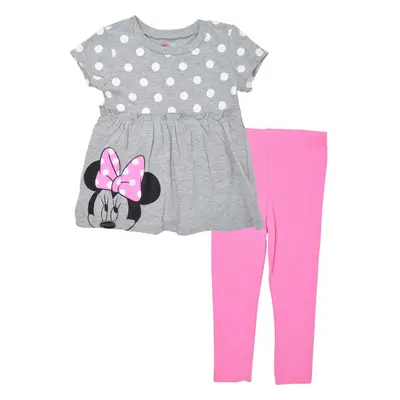 Disney Minnie Mouse Infant Baby Girls Graphic T-Shirt & Leggings Heather Grey/Pink Months