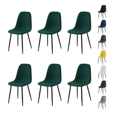 (SET OF 6, GREEN) 2/4/6Pcs Fabric Dining Chair with Metal Legs Bella