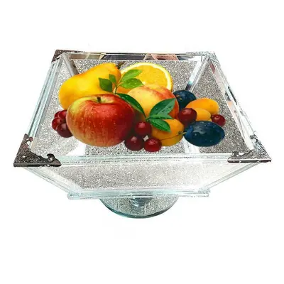 ProTech Crushed Diamond Fruit Bowl, Bling Ornament, Crystal Kitchen Sparkly Fruit Bowl Storage O