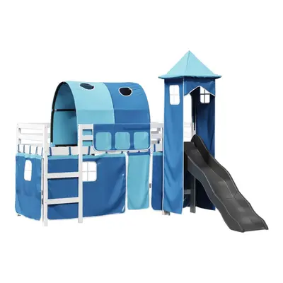 (white and blue, x cm) vidaXL Kids' Loft Bed with Tower Kids Bunk Bed Blue 90x190 cm Solid Wood 