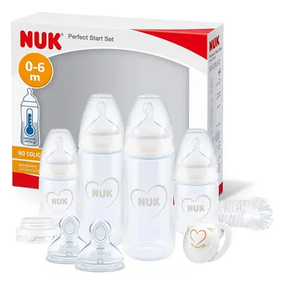 NUK Perfect Start First Choice+ Baby Bottles Set | Months | x Temperature Control Bottles, Dummy