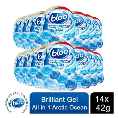 Bloo Toilet Rim Blocks Brilliant Gel All in Cleaner Arctic Ocean Scent, 14x42g