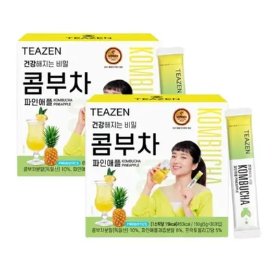 (Pineapple flavor 60sticks) Bts' Jungkook Teazen Kombucha Flavor 5g Sticks Per Box