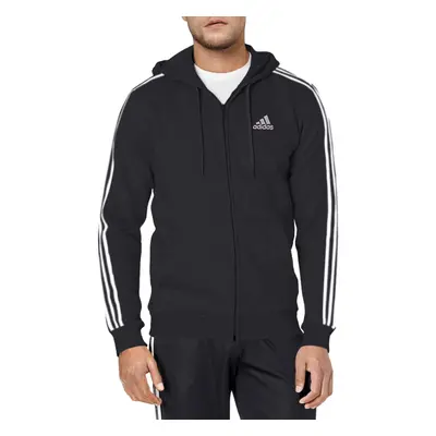 adidas Men's Essentials Fleece 3-Stripes Full-Zip Hoodie Black Small