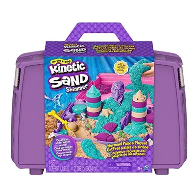 Kinetic Sand, Mermaid Palace Playset, 2.06lbs of Shimmer Play Sand (Neon Purple, Shimmer Teal, a