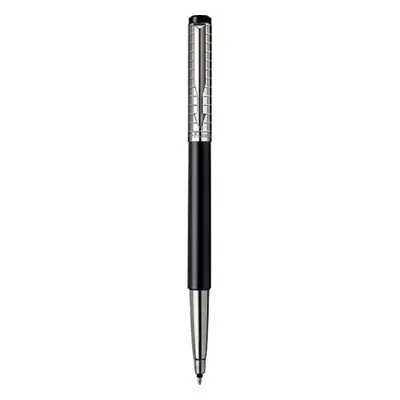 Parker Vector Premium Black Stainless Steel Chiselled Roller Ball Pen Medium Point Blue Ink