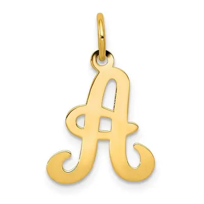 14K Yellow Gold Script Letter A Initial Charm