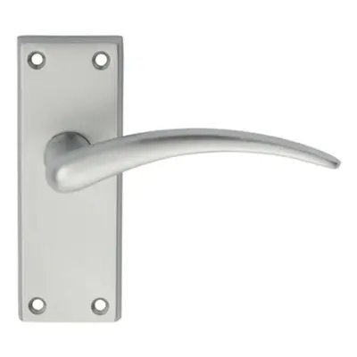 PAIR Slim Arched Door Handle on Latch Backplate x 43mm Satin Chrome