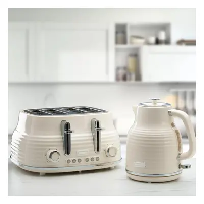 (Cream) Daewoo Sienna Cordless Jug Kettle and Slice Toaster Set Rapid Boil