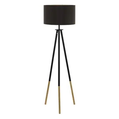 Tripod Floor Lamp Light Cappuccino Gold Shade x 60W E27 Bulb Standard