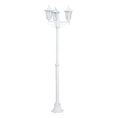 IP44 Outdoor Bollard Light White Aluminium Lantern Arm 60W E27 Bulb Lamp Post