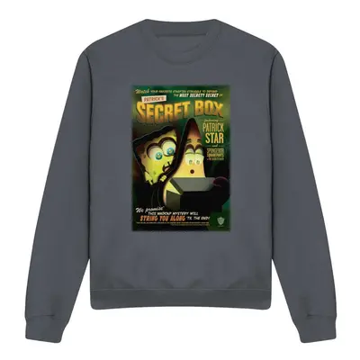 (M, Charcoal) SpongeBob SquarePants Unisex Adult Patrick's Secret Box Sweatshirt