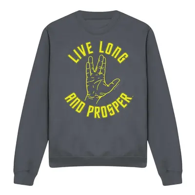 (S, Charcoal) Star Trek Unisex Adult Live Long Hand Sweatshirt