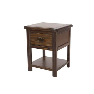 Home Source Denver Drawer Antique Brown Bedside Table Unit