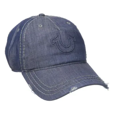 True Religion Men's Distressed Horseshoe Baseball Cap Dark Indigo On