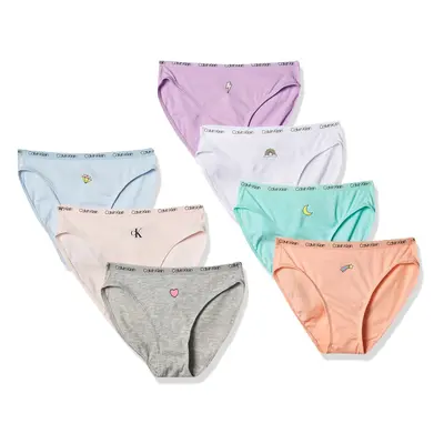 Calvin Klein Girls Cotton Underwear Bikini Panties Pack Fun Icons Small