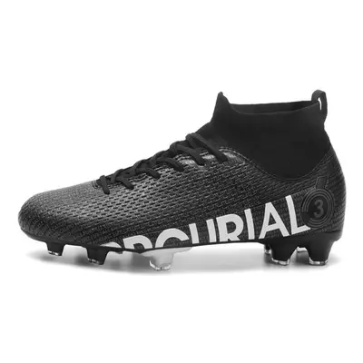 (black, 47) Men&apos;s Football Boots High-gang Socks Port Ag Long Nail Professional Competition