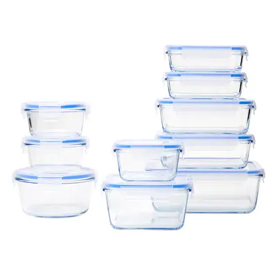 Amazon Basics 20Piece Glass Food Storage Containers Count of Bases and Plastic Lids Transparent 