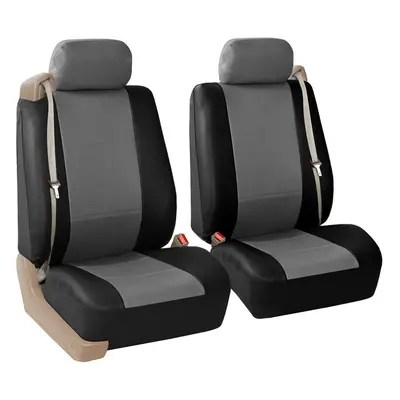 FH Group Car Seat Covers Gray Black Front Set Faux Leather - Car Seat