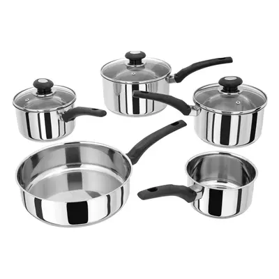 Judge Essentials Stainless Steel Set of Pans, 5-Piece Set, 14cm Milk Pan, 26cm Frying Pan, 16cm,