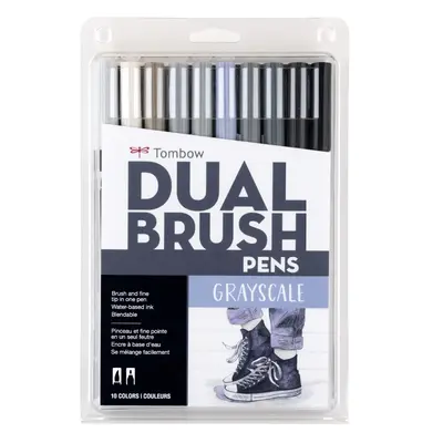 Tombow Dual Brush Pen Art Markers Grayscale 10-Pack. Blendable