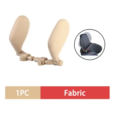 (Beige Fabric) Car Seat Headrest Pillow Adjustable Car Headrest Pillow Travel Rest Sleep