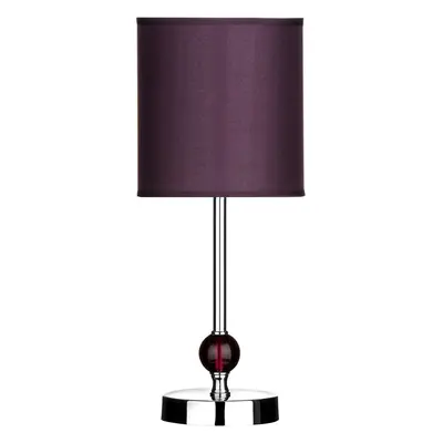 Premier Housewares Chrome Stem Table Lamp with Acrylic Ball and Fabric Shade - Purple