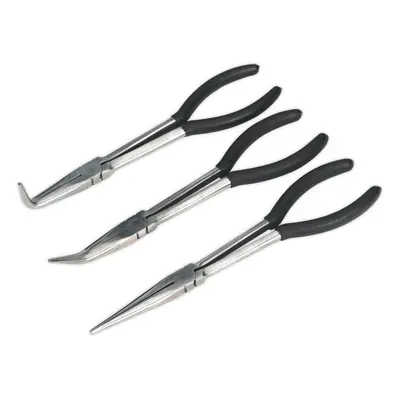 3 Piece 275mm Needle Nose Pliers - Drop Forged Steel - Straight & Angled Nose