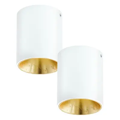 2 PACK Wall / Ceiling Light White & Gold Round Downlight 3.3W Built in LED