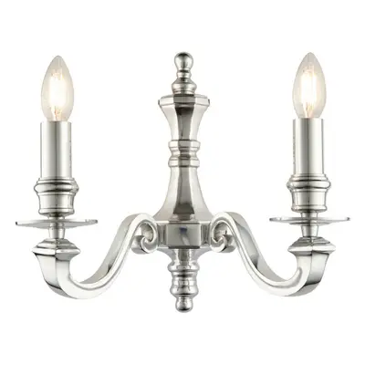 Dimmable Twin Wall Light Polished Aluminium Candelabra Style Modern Lamp Fitting