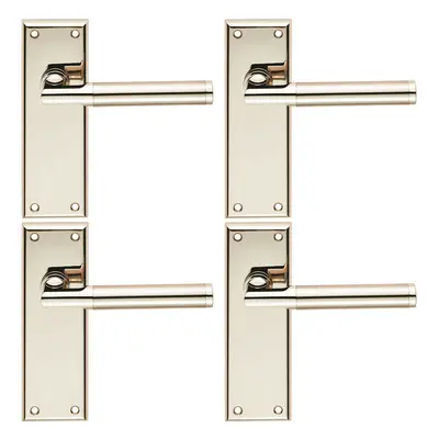 4x Round Bar Section Handle on Latch Backplate x 50mm Polished Satin Nickel