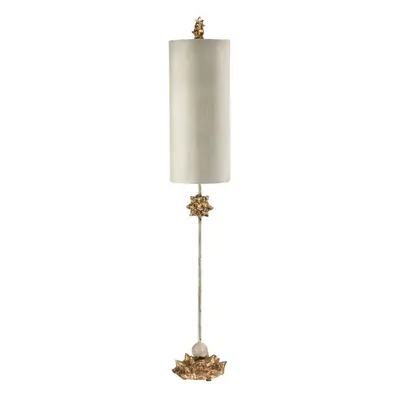 Table Lamp Cylindrical Cream Shade in Putty Wash Gold/ White LED E27 60W