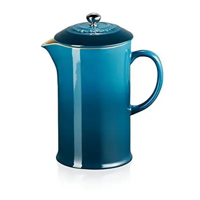 Stoneware Cafetire French Press with Stainless Steel Plunger Litre Serves Cups Deep Teal