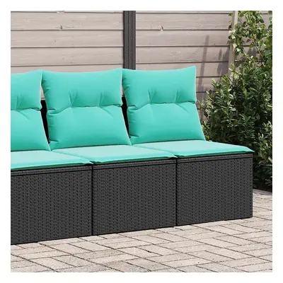 vidaXL Piece Garden Sofa Set with Cushions Black Poly Rattan Acacia