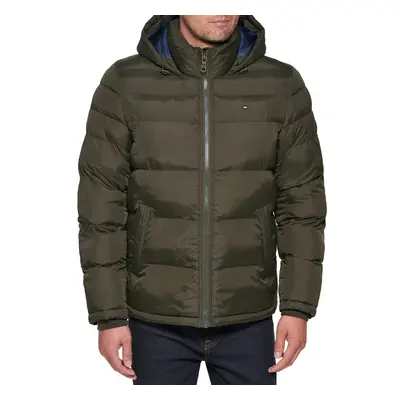 Tommy Hilfiger Mens Hooded Puffer Jacket Olive Small