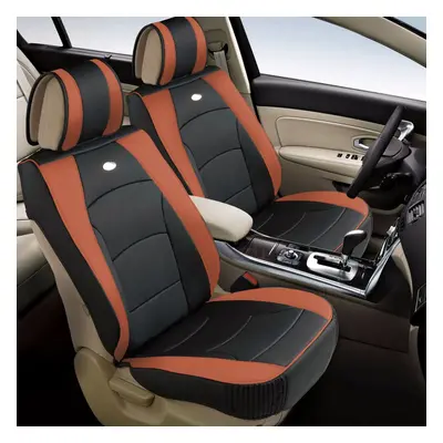 FH group car Seat covers Front Set Brown Faux Leather Seat cushions