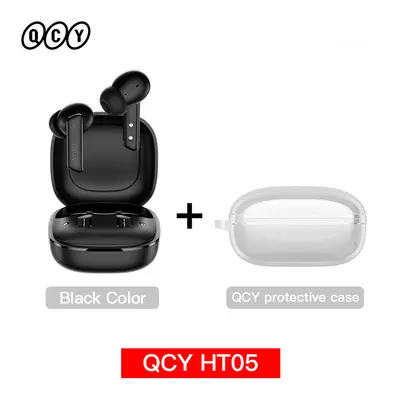 (HT05 Black with Case) QCY HT05 ANC Wireless TWS Bluetooth 5.2 Earphones 40dB Active Noise Cance