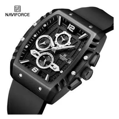 (White And Black, 260mm) NAVIFORCE Watch Men Original Waterproof Sports Quartz Chronoaraph Wirst