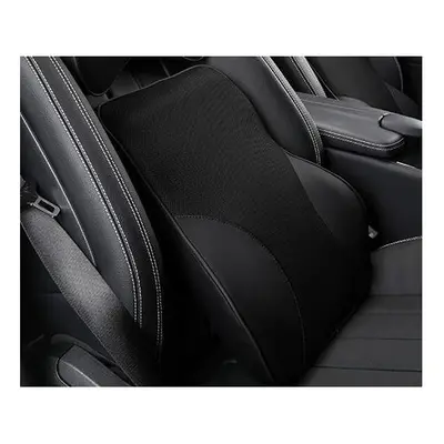 (black Lumbar) Leather Mesh Car Neck Pillow Set Memory Foam Auto Headrest Waist Support